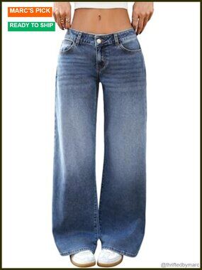 Low-Rise Baggy Jeans Wide Leg Y2K Stretch Denim Pants